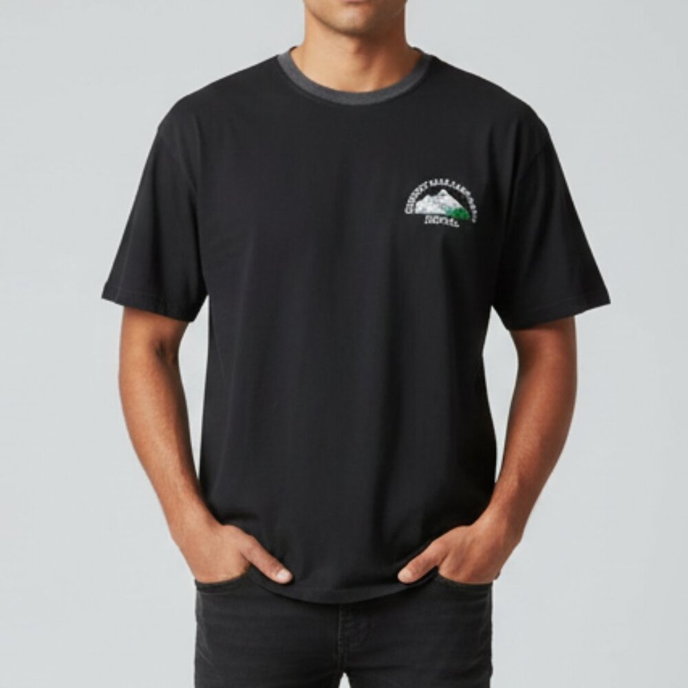 Danfe Everest Base Camp Nepal T-Shirt Black‎ Embroidered Map Mens Large
